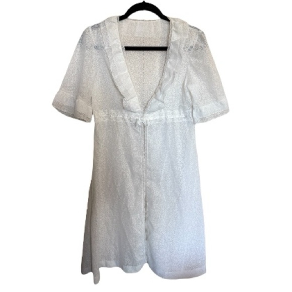 Vintage sleep intimates Coverup Gown Robe Ruffled Jacket - Picture 2 of 10